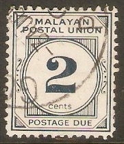 Malayan Postal Union 1951 2c Deep slate-blue Postage Due. SGD15a