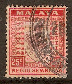 Negri Sembilan 1935 25c Dull purple and scarlet. SG33.