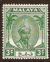 Pahang 1950 3c Green. SG55.