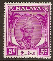 Pahang 1950 5c Bright mauve. SG57a.