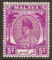 Perlis 1951 5c Bright purple. SG11.