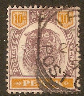 Perak 1895 10c Dull purple and orange. SG72. - Click Image to Close