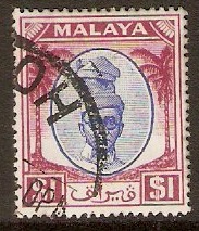 Perak 1950 $1 Blue and purple. SG146. - Click Image to Close