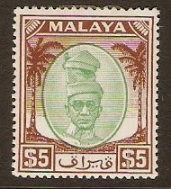 Perak 1950 $5 Green and brown. SG148. - Click Image to Close