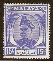 Selangor 1949 15c Ultramarine. SG100.