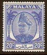 Selangor 1949 20c Bright blue. SG102. - Click Image to Close