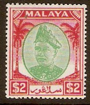 Selangor 1949 $2 Green and scarlet. SG109.