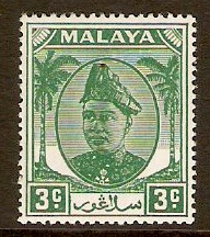 Selangor 1949 3c Green. SG92.
