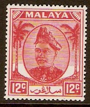 Selangor 1949 12c Scarlet. SG99.