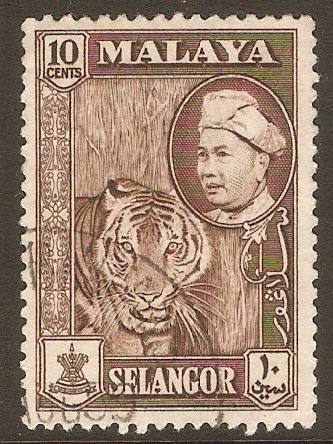 Selangor 1957 10c Deep brown. SG121.