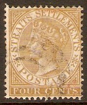 Straits Settlements 1883 4c Pale brown. SG64.