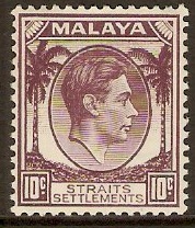 Straits Settlements 1937 10c Dull purple. SG284.
