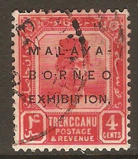Trengganu 1922 4c Rose-red - Malaya-Borneo Exhibition. SG49.