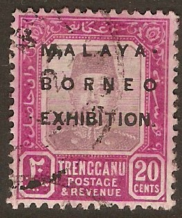 Trengganu 1922 20c Dull & bright purple-Malaya-Borneo Ex. SG52.