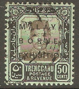 Trengganu 1922 50c Black on green - Malaya-Borneo Ex. SG55.
