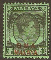 Malaya (BMA) 1945 50c Black on emerald. SG14.