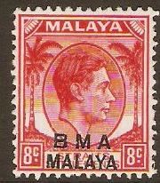 Malaya (BMA) 1945 8c Scarlet. SG7.