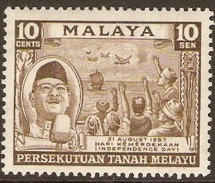 Malayan Federation 1957 10c Bistre-brown. SG5.