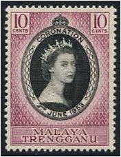 Trengganu 1953 10c Coronation Stamp. SG88.