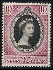 Negri Sembilan 1953 10c Coronation Stamp. SG67.