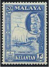 Kelantan 1957 20c Blue. SG90.