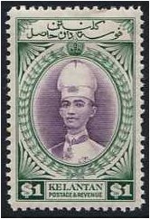 Kelantan 1937 $1. Violet and Blue-Green. SG52.