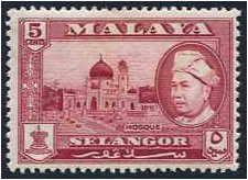 Selangor 1957 5c Carmine-lake. SG119.