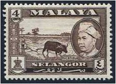 Selangor 1957 4c Sepia. SG118.