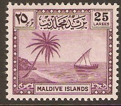 Maldives 1950 25l Purple. SG27.