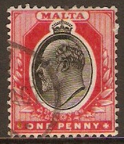 Malta 1904 1d Black and red. SG48.