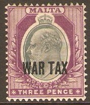 Malta 1917 3d Grey and purple "WAR TAX". SG93.