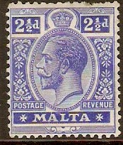 Malta 1921 2d Bright blue. SG101.