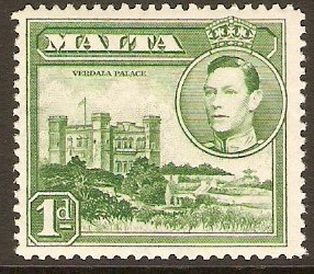 Malta 1938 1d Green. SG219a.