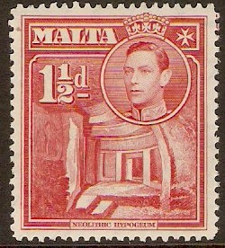 Malta 1938 1d Scarlet. SG220.