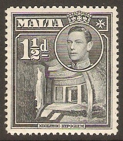 Malta 1938 1d Slate-black. SG220b.