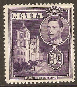 Malta 1938 3d Dull violet. SG223.