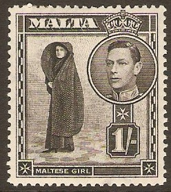 Malta 1938 1s. Black. SG226.