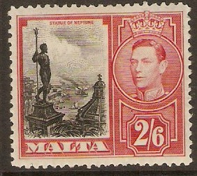 Malta 1938 2s.6d Black and scarlet. SG229.