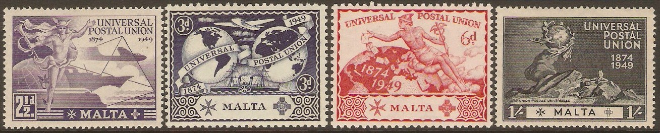 Malta 1949 UPU 75th Anniversary Set. SG251-SG254.