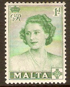 Malta 1950 1d Green-Royal Visit series. SG255.