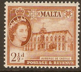 Malta 1956 2d Orange-brown. SG271.