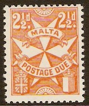 Malta 1967 2d Yellow-orange Postage Due. SGD36. - Click Image to Close