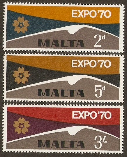 Malta 1970 World Fair Stamps. SG438-SG440.