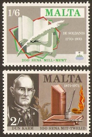 Malta 1971 Literary anniversaries. SG447-SG448.