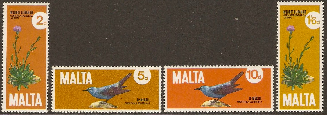 Malta 1971 Birds and Plants Set. SG456-SG459.