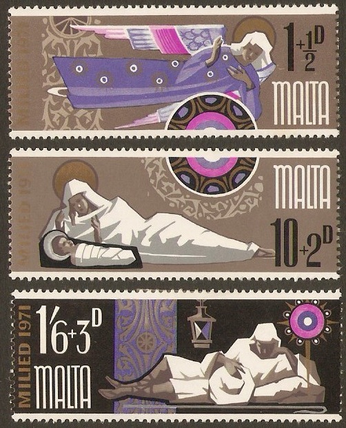 Malta 1971 Christmas Stamps. SG460-SG462.