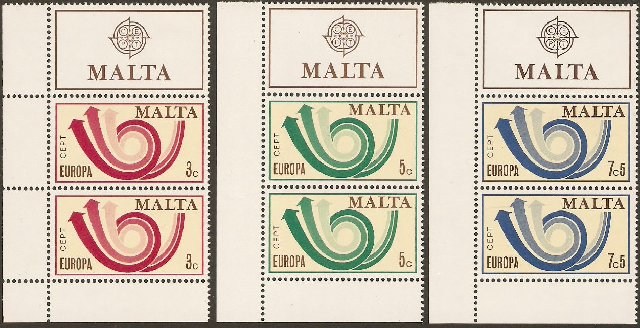 Malta 1973 Europa Stamps. SG501-SG503.