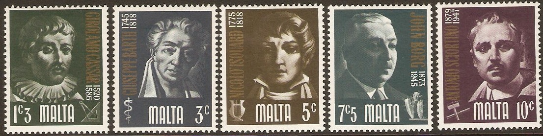 Malta 1973 Portraits Set. SG511-SG515.