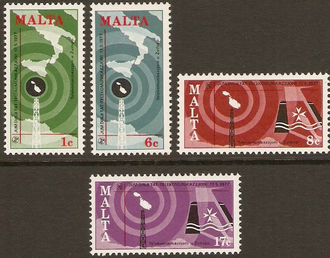 Malta 1977 Telecomms Stamps. SG580-SG583.