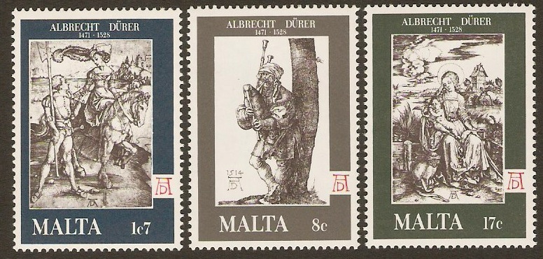 Malta 1978 Albrecht Durer Commemoration. SG596-SG598.